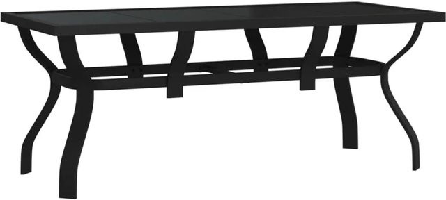 Furnicato Gartentisch aus Hartglas und pulverbeschichtetem Stahl in Schwarz, B/T/H: 180 x 80 x 70 cm - Bild 1