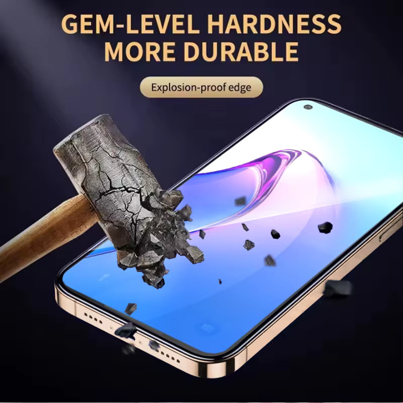 3er-Set gehärtetes Glas Displayschutzfolie für Oppo Reno8, transparent, Full Cover mit Fingerabdruck-Entsperrung und 9H Härtegrad - Bild 3