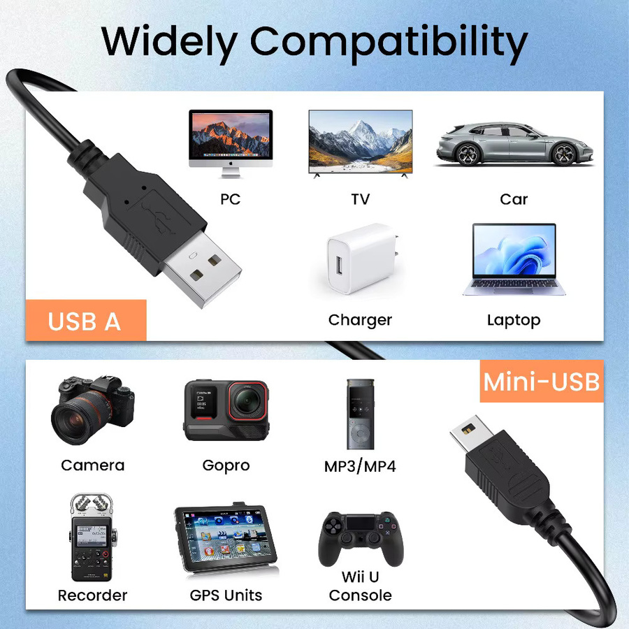 Mini USB zu USB A Adapter für schnelles Laden und Datenübertragung in Schwarz - Bild 3