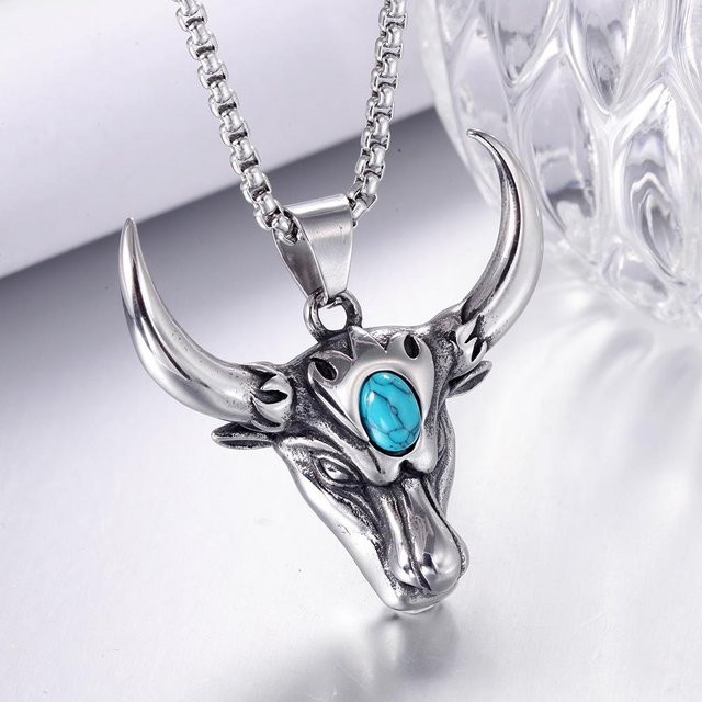 YIRAN Jewelry Anhänger Stierkopf, Edelstahl, Schwarz, Herren, Vintage - Bild 1