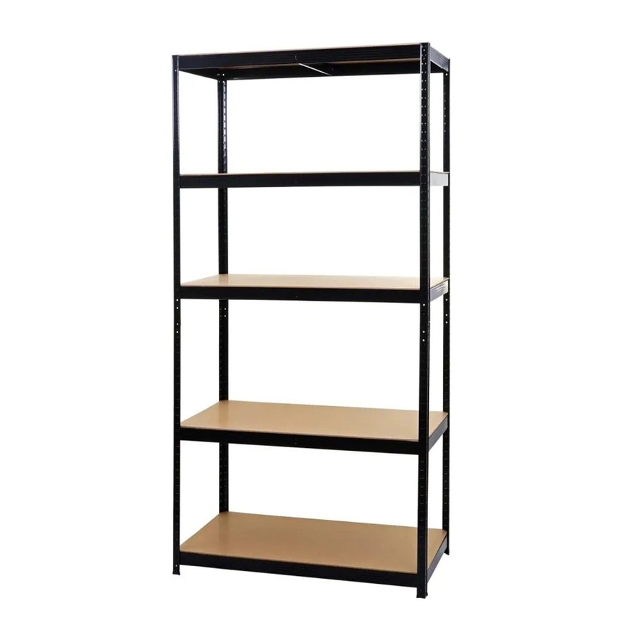 Schwerlastregal MCW E33 in Schwarz mit 5 Böden aus Stahl und MDF, B/T/H: 200 x 100 x 60 cm - Bild 2