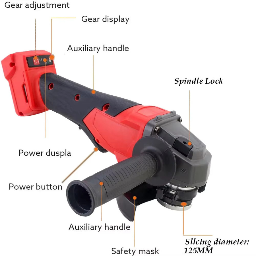 Milwaukee Akku-Winkelschleifer 125 mm mit 3 Gängen, bürstenloser elektrischer Schleifer und Schneidemaschine in Rot, passend für Milwaukee 18V Akkus - Bild 2