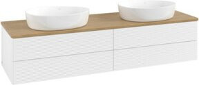 V&B Antao Waschtischunterschrank mit Frontstruktur und integrierter Beleuchtung, Wandmontage, Farbe: Eiche Honig / Weiß, B: 160 cm, T: 50 cm - Bild 1