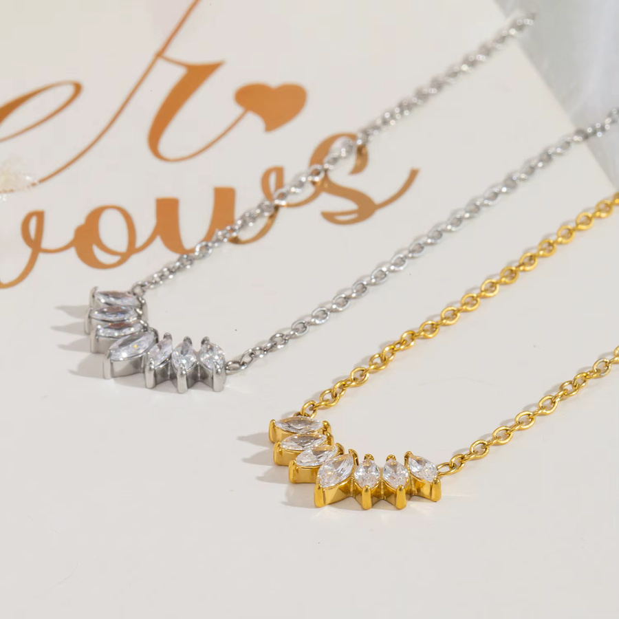 UHBINYCA Halskette, Edelstahl, Gold, Zirkonia, Damen - Bild 2