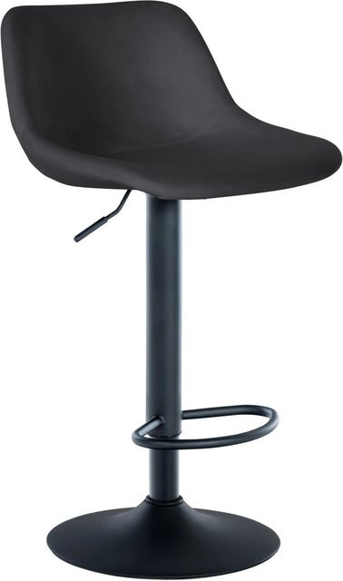 DELUKE Barhocker HODOR Barstuhl aus Samt in Schwarz, höhenverstellbar und drehbar mit Lehne, B/T/H: 43 x 49 x 79 cm - Bild 1