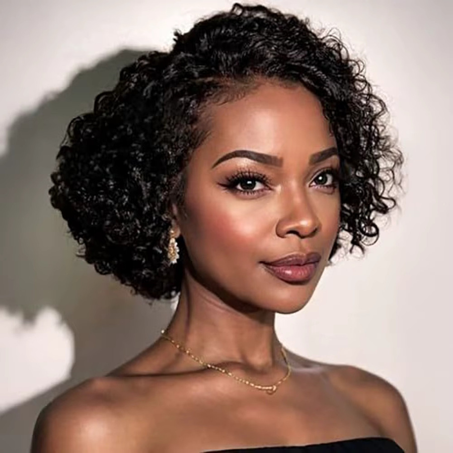 OYM HAIR Lace-Front-Perücke, kurze Pixie-Schnitt-Perücke, Echthaar, Damen - Bild 7