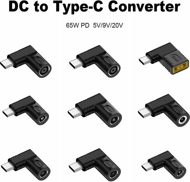 PD 65 W Laptop-Netzteil Konverter DC auf USB-C Anschluss in Schwarz für Xiaomi, Samsung und Lenovo - Bild 1