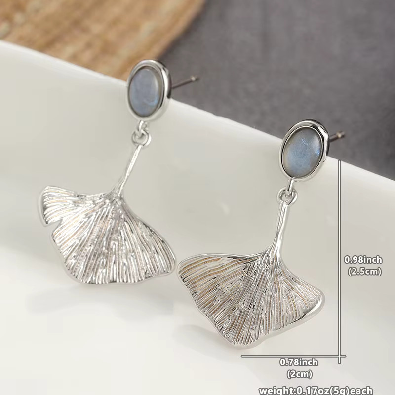 YoYo Ohrringe Ginkgo-förmig, Silber, Damen, Vintage - Bild 3