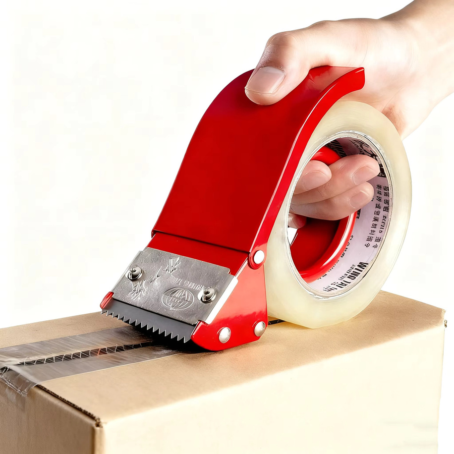 Robuster Handverpackungsbandabroller aus Metall in Rot für die effiziente Kartonversiegelung - Bild 2