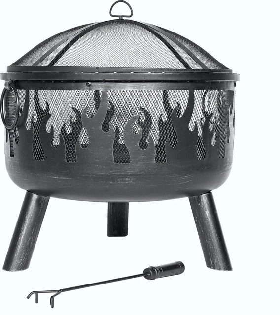 Buschbeck Feuerschale Faya in Schwarz aus pulverbeschichtetem Stahl inklusive verchromtem Grillrost und Funkenschutz, B/T/H: 52 x 52 x 56 cm - Bild 4