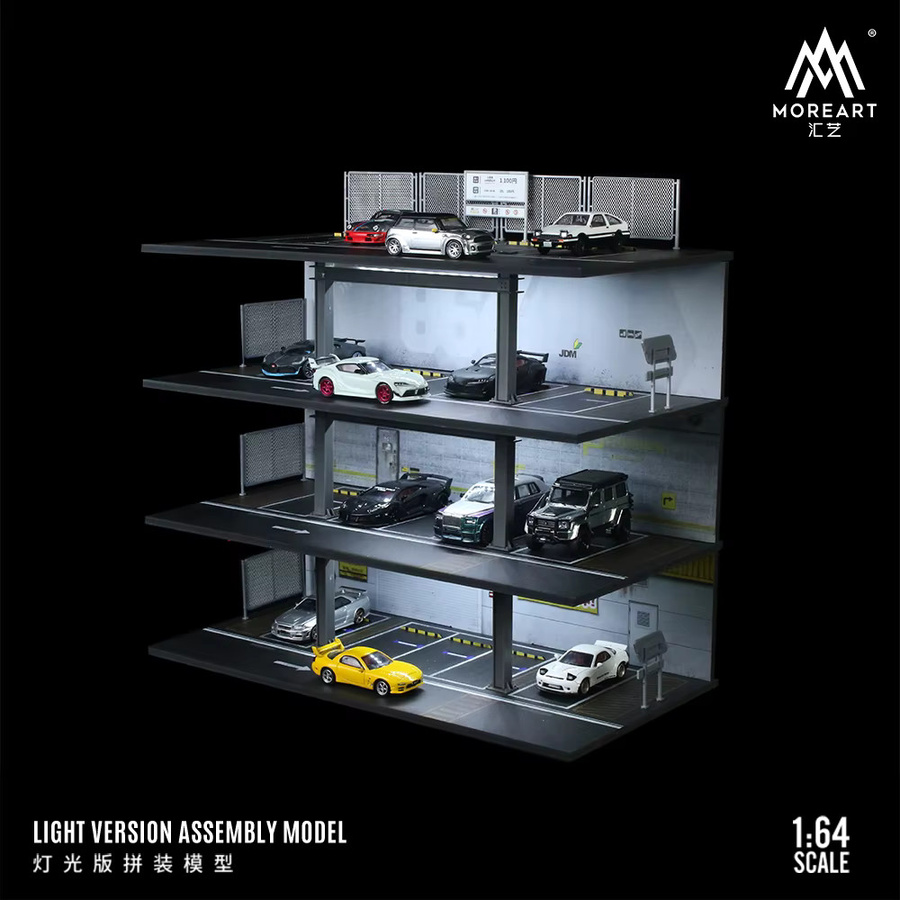 TimeMicro+MoreArt Auto-Dioramen Parkplatz, mit LED-Beleuchtung, 1:64 - Bild 1