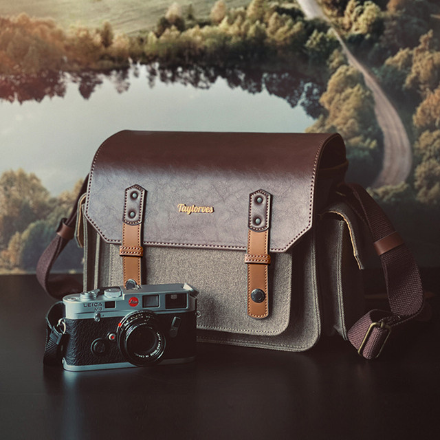 Taylorves Kameratasche als Umhängetasche für Canon R50, Fujifilm X-T5, Sony ZV-E10 und Nikon Z5 in Beige und Braun - Bild 1