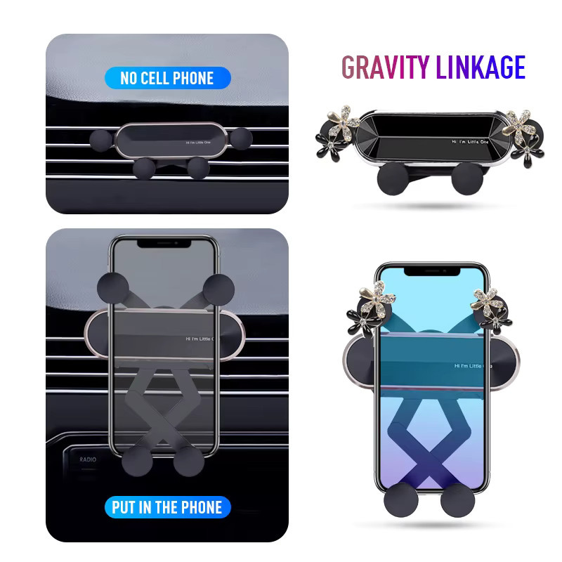 Baisher Universal Auto Handyhalterung mit Bowknot und Diamant-Design für die Lüftung, Schwarz - Bild 4