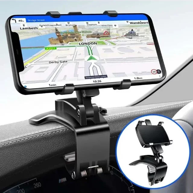 Universelle 360-Grad drehbare Smartphone-Halterung für das Auto-Armaturenbrett in Schwarz - Bild 1