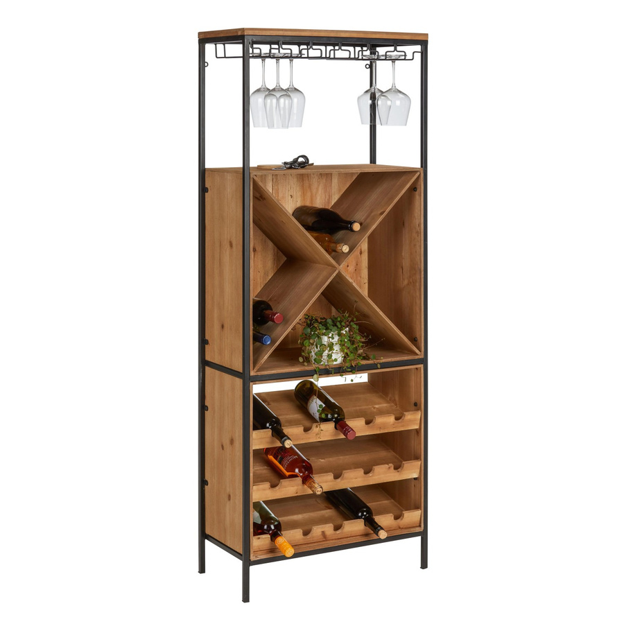 Premium Living Barelement aus Tanne Massiv in Schwarz-Braun im Industrial Design, B/T/H: 160 x 60 x 30 cm - Bild 2