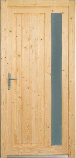 Panto Holz-Nebeneingangstür NET 510 Natur Braun mit Glaseinsatz B: 88 cm, H: 198 cm, DIN L - Bild 1