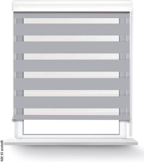 POCOline Doppelrollo Day & Night mit Blende Easy-Fix in Silber, B: 45 cm, H: 160 cm - Bild 1