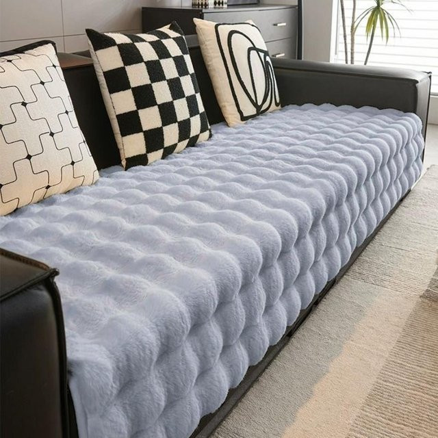 Weicher Sofabezug aus Plüsch von Your Warm Home in Blau, rutschfest und waschbar, B/B: 90 x 120 cm - Bild 1