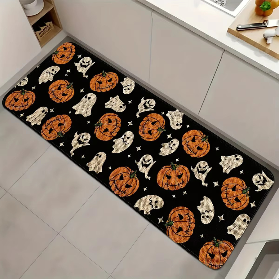 VIKAMA Halloween Dekor Teppich mit Kürbis und Geist, Wasserdichte Bodenmatte für Küche, Flur, Wohnzimmer und Schlafzimmer, Mehrfarbig, B: 120 cm, T: 40 cm - Bild 5