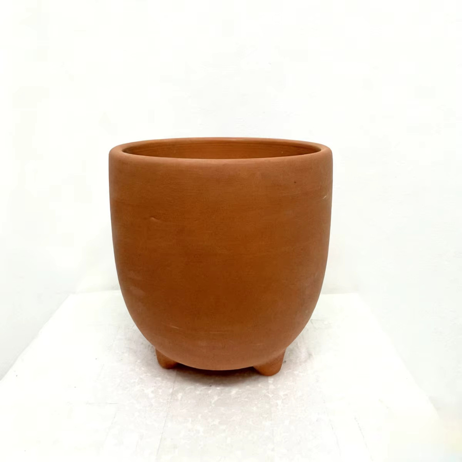 MINITAKING Terrakotta Blumentopf in Braun, handgefertigter dreibeiniger Keramik-Pflanztopf für Sukkulenten und Phalaenopsis, B/T/H: 11,0 x 11,0 x 11,0 cm - Bild 1