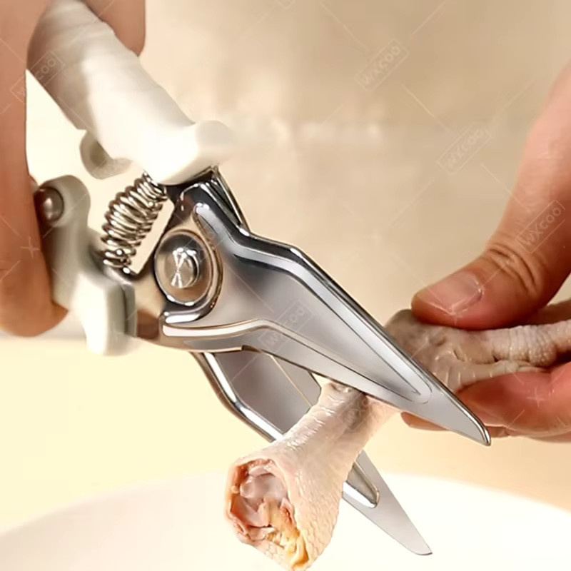WXCOO Profi Küchenschere aus Edelstahl in Silber als leistungsstarker Hühnerschneider und Grillschere - Bild 2