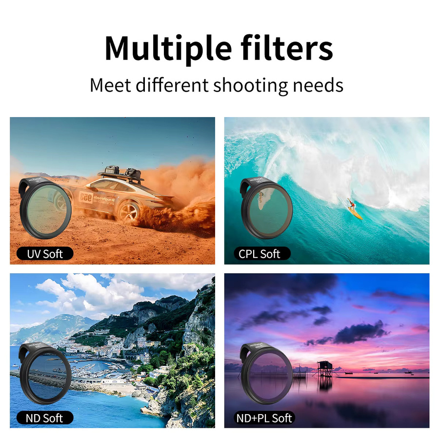 MECORIGHT Filter Set für DJI NEO1 mit UV, ND8/16/32/64, CPL und Black Mist in Schwarz für professionelle Fotografie - Bild 3