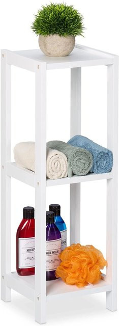 Relaxdays Standregal aus MDF in Weiß mit 3 Ablagen, Höhe: 65 cm, Breite: 22 cm, Tiefe: 22 cm - Bild 1