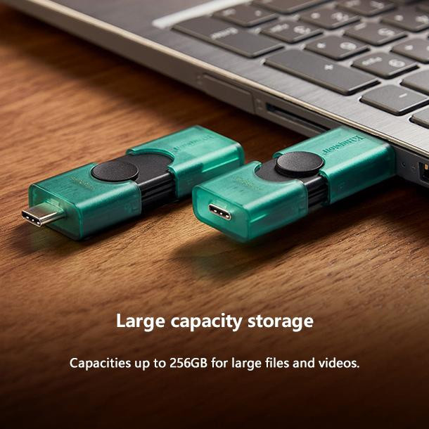 Kingston DataTraveler Duo G2 USB-Stick mit 128GB Speicherplatz, Dual Anschluss USB-A und USB-C, Schwarz oder Grün - Bild 4