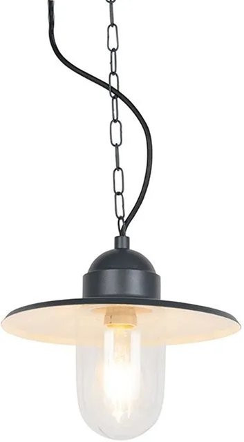 QAZQA Kansas Outdoor Hängelampe in Anthrazit, rustikale Außenleuchte aus Aluminium und Glas, IP44, dimmbar, E27 - Bild 1