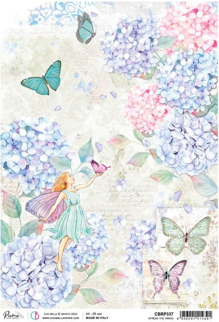Motiv-Strohseide Im Wunderland in Hellblau, Rosé und Multicolor, Format A4 - Bild 1