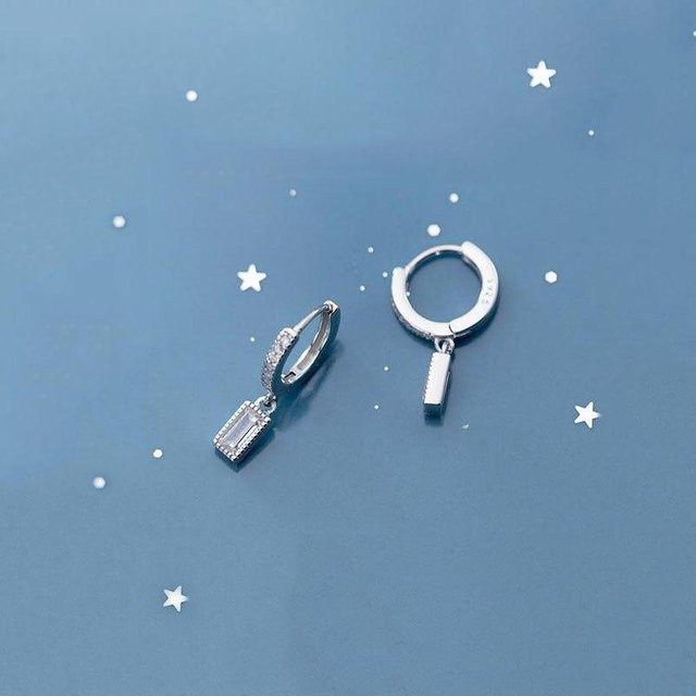 Creolen 925 Sterling Silber, Zirkonia, grau, Damen - Bild 1