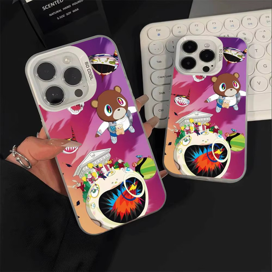 Dropout Bär Kanye West Handyhülle für iPhone 17 16 15 14 13 12 11 Pro Max Plus in Bunt Silber - Bild 4