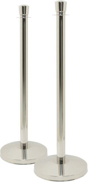Securit Absperrpfosten Classic Set aus 2 Stück, Chrom Silber, mit flachem Kopf, inklusive Fuß und Sockel, B/T/H: 33 x 15,8 x 100 cm - Bild 1