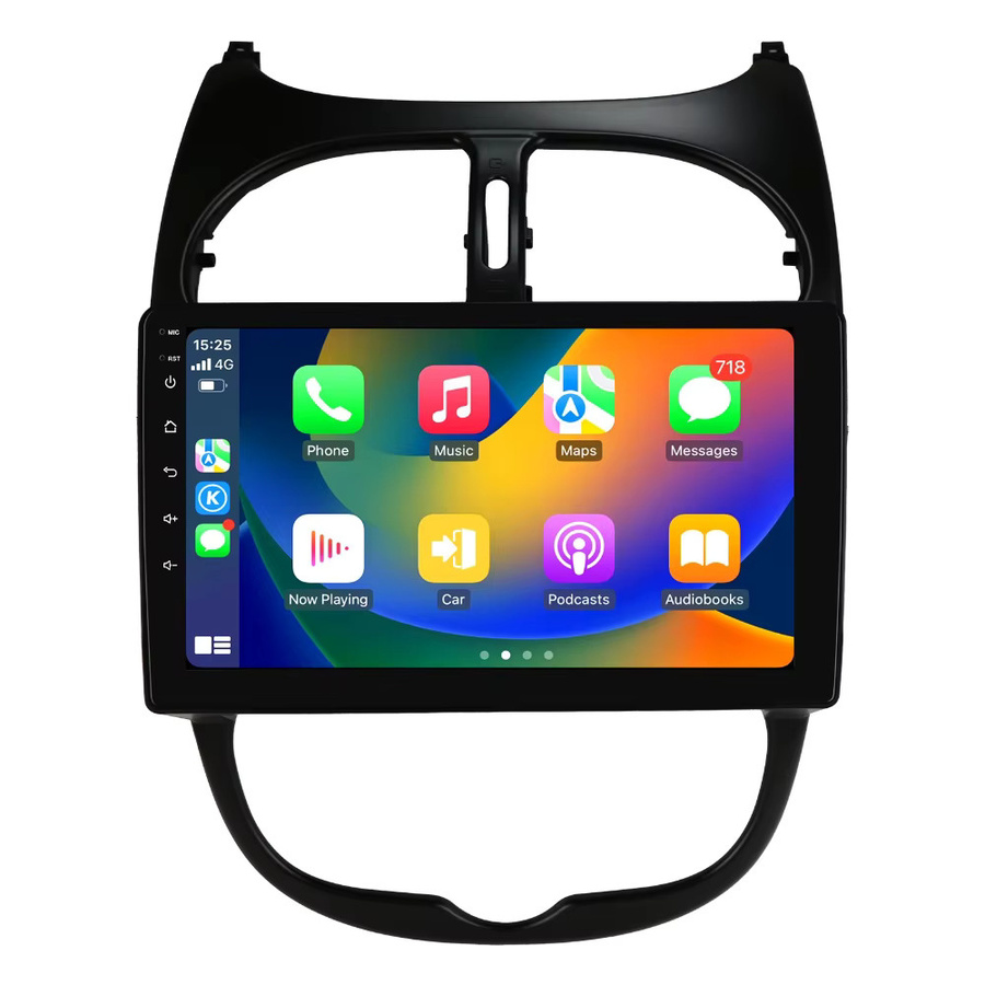 OSSURET 6115 Android-Autoradio mit GPS und Touchscreen für Peugeot 206 206CC 206 SW (2000–2008), Schwarz - Bild 5
