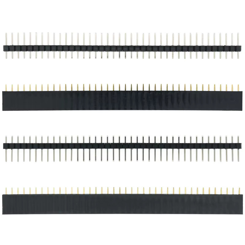 AITEXM ROBOT Set mit 10 Stück 1x40 Pin 2,54 mm einreihigen Buchsen und 10 Stück 1x40 männlichen Stiftleisten in Schwarz - Bild 3