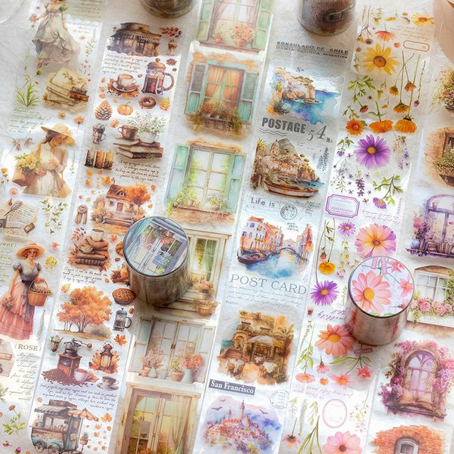 Yoofun Kreatives Blumen-PET-Klebeband für Scrapbooking und DIY, Multicolour, B: 2 cm, L: 200 cm - Bild 1