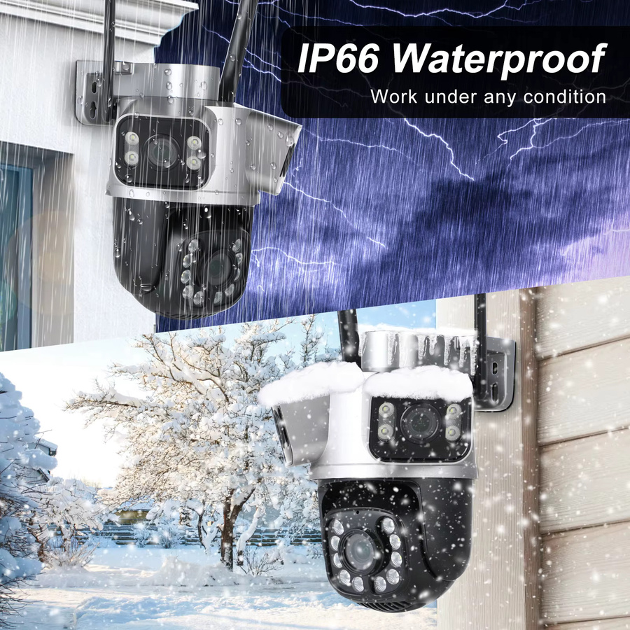 DDBROUGEN 6K 12MP PTZ Außenkamera mit 3 Objektiven, WiFi Sicherheitskamera mit AI Motion Tracking und Zoom via ICSEE App - Bild 3