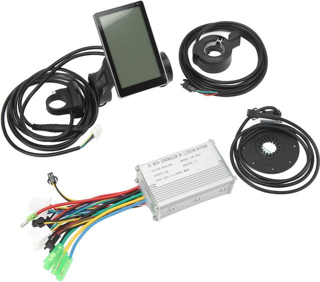 West Biking Elektrofahrrad Lithium Batterie Umbausatz mit 15A Controller, SM Stecker und Doppellichtkabel in Grau - Bild 1