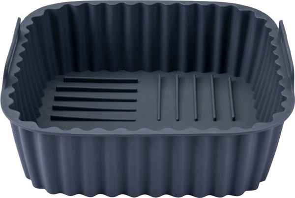 Fackelmann Silikonform für Heißluftfritteuse, eckig, gerillt, Anthrazit, B/T/H: 15 x 15 x 5 cm