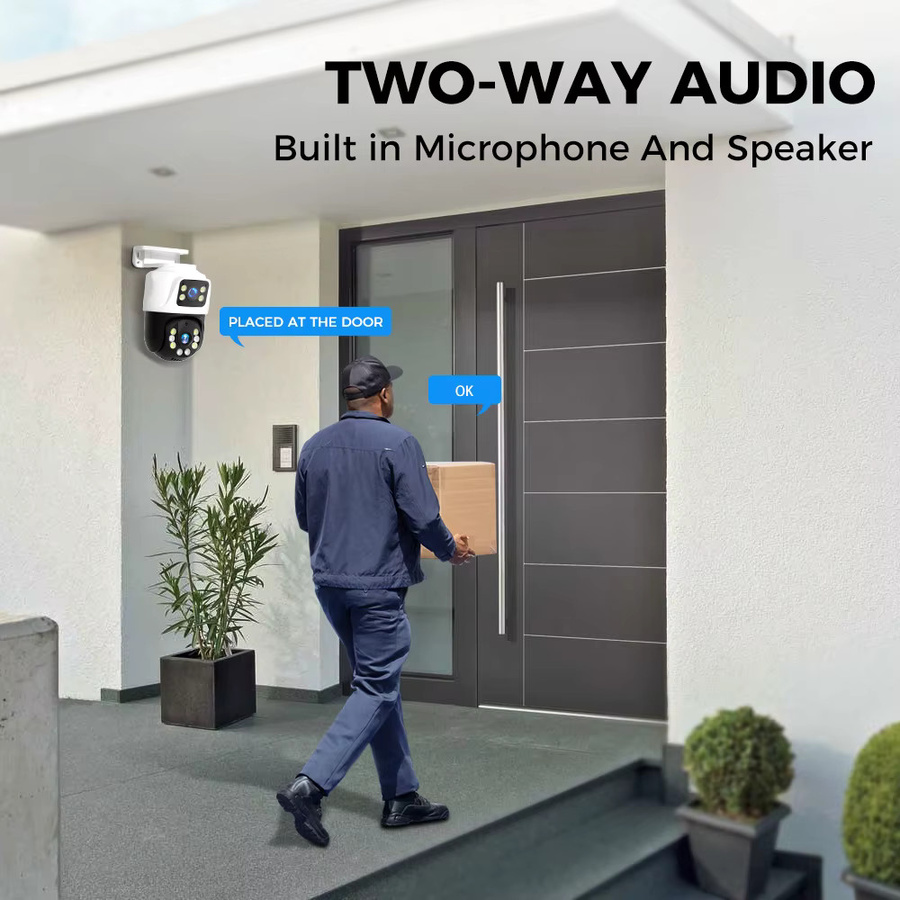 Hiseeu Dual-Lens Dual-Screen PTZ IP Kamera 3MP + 3MP PoE Outdoor Überwachungskamera in Weiß mit H.265 und Onvif Unterstützung - Bild 2