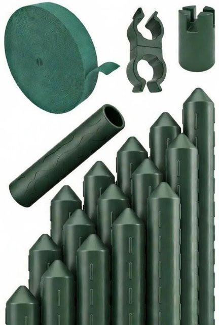TTL GARDEN Rankstäbe 15er Set Grün, Kunststoffbeschichtet mit Stahlkern, Höhe: 180 cm, Durchmesser: 16 mm, Rankhilfe für Garten, Hochbeet und Gewächshaus - Bild 1