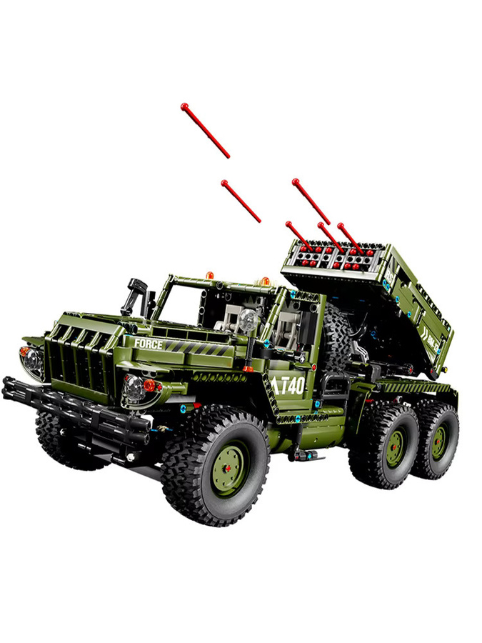 TYCOLE Artillerie Fahrzeug Bausteine Set mit Raketen-Launcher in Grün, 2268 Teile Modellbau Set für Kinder - Bild 3