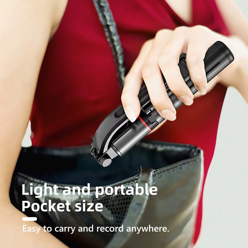 TOKQI L13 Mini-Selfie-Stick mit faltbarem Stativ und kabelloser Bluetooth-Fernbedienung für Android und iOS in Schwarz - Bild 3