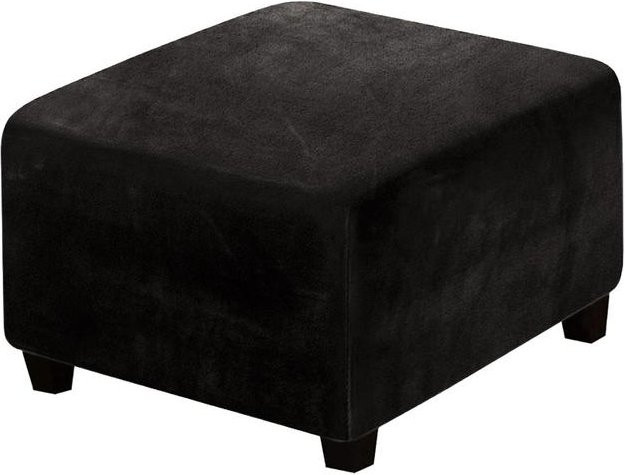 Coolazy Ottoman-Bezug aus Samtstoff in Schwarz, elastischer Stretch-Bezug für quadratische Fußhocker und Sitzbänke, waschbar und rutschfest - Bild 1