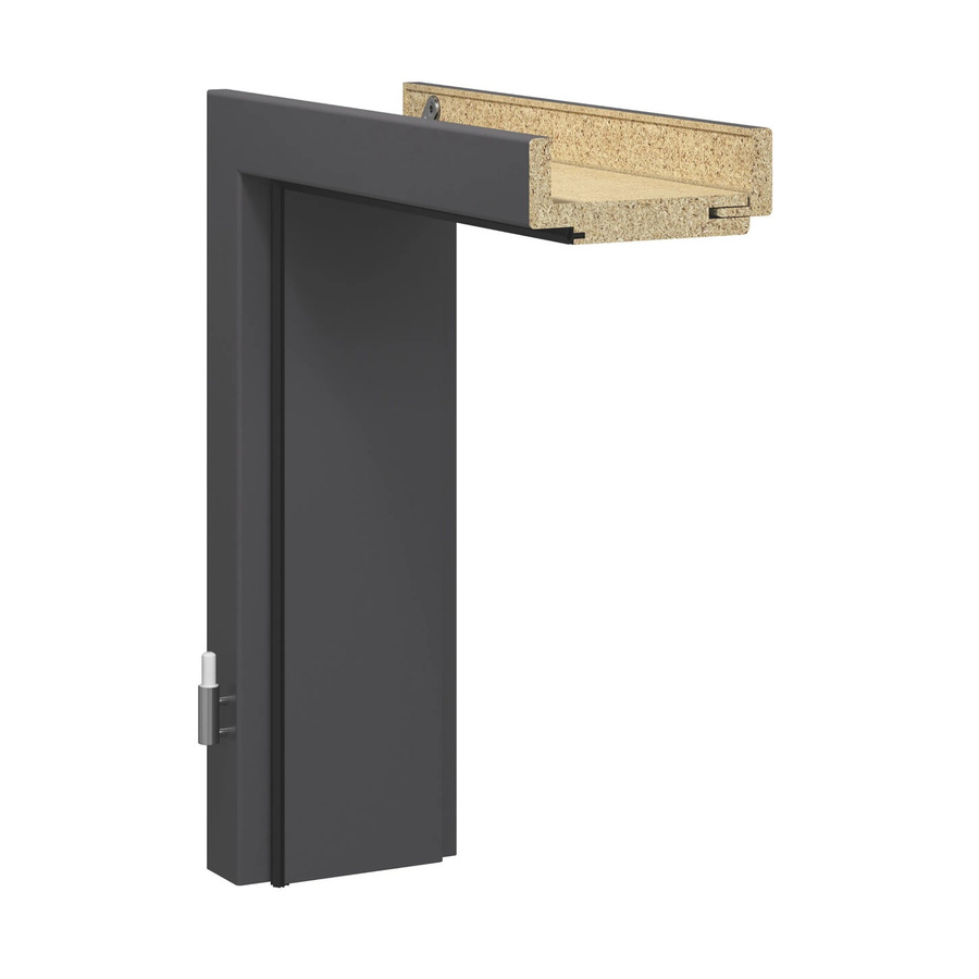 Getadoor Türzarge Brilant Soft Lunitschwarz mit Anschlag Rechts, Farbe Schwarz Anthrazit, Höhe: 198,5 cm, Breite: 61 cm, Tiefe: 10 cm - Bild 2