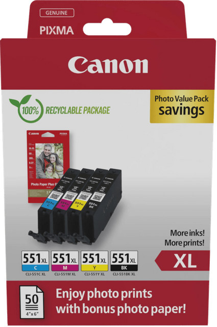 Canon CLI-551XL Tintenpatronen Multipack Multicolor für Inkjet-Drucker - Bild 1