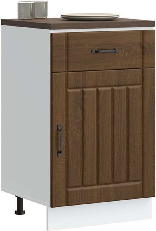 Küchenunterschrank Lucca von Vidaxl in Braun mit Eichen-Optik aus Holzwerkstoff und Drehtüren im Landhausstil - Bild 1