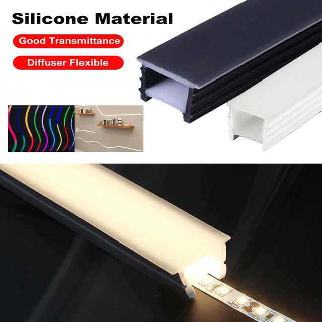YSRSAI LED-Neonröhre Silikonkanal für COB-Bandstreifen, IP65 wasserdicht, eingebettet, Schwarz und Weiß - Bild 1