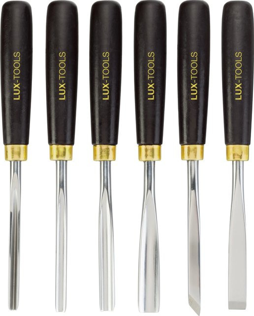 LUX-TOOLS Kerbschnitzsatz Comfort 6-teilig aus Chrom-Vanadium-Stahl in Schwarz - Bild 1