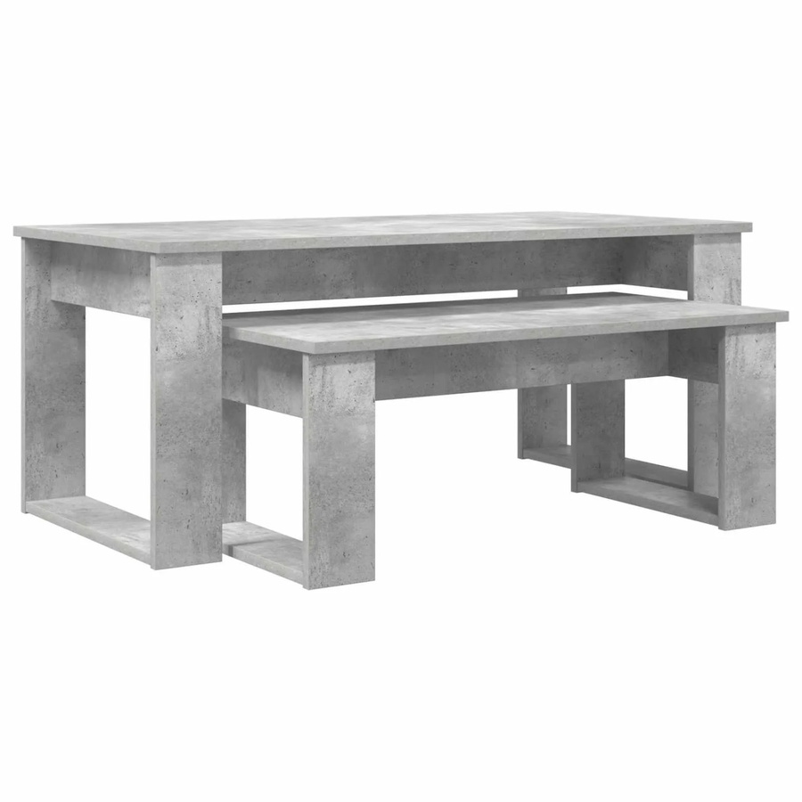 vidaXL Kaffeetisch Set 2-teilig in Grau mit Beton-Optik und Holzwerkstoff für dein Wohnzimmer - Bild 2